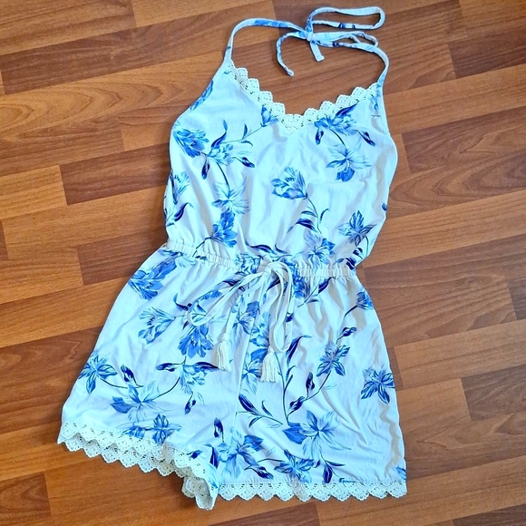 Derek Heart Pants - Halter floral shorts romper